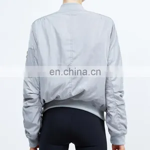 Bomber Custom Gym Hooded Outdoor Sport Polyester Zip Yoga Windproof China Coat OEM Bamboo Cotton New Women Winter Jacket thumbnail-2
