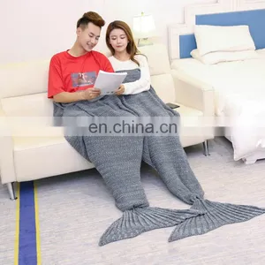 100% Acrylic Knitted Soft Mermaid Tail Blanket thumbnail-6