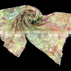 AZO FREE & COLOR FAST 100% MERINO WOOL PRINTED JACQUARD SCARF FOR RETAIL / WHOLESALE / PROMOTION thumbnail-5