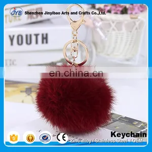 Hot Selling Colorful Cute Fur Flush Ball Keychain for Bag thumbnail-1