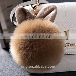 Fluffy Pom Pom Keyring Artificial Fur Rabbit Ear Fur Ball Keychain thumbnail-4