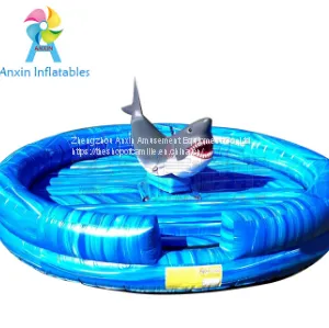 Kids and Adults Outdoor Mechanical Rodeo Shark Rides Games With Inflatable Mattress for Sale thumbnail-1