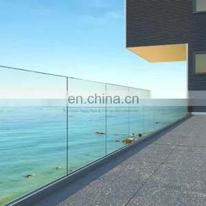 Balcony Baluster Frameless Aluminium Channel Glass Railing Design For Deck thumbnail-4