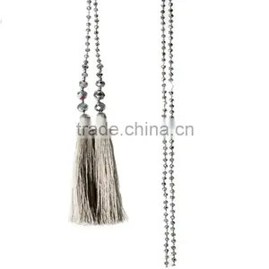 China Hot Wholesale Multi Colored Crystal Necklace, DIY Beaded Tassel Necklace for Girls thumbnail-1