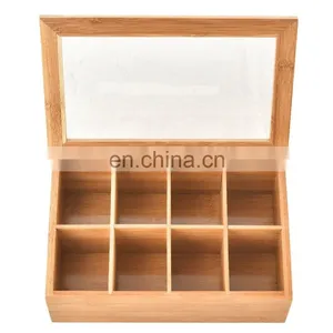 Custom Print Unfinished Bamboo Wooden Tea Packaging With Glass Top thumbnail-3