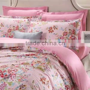 China Products Pink Floral Printed Pillowcase Super King Bedding Comforter Sets Dubai Bed Cover Set thumbnail-3