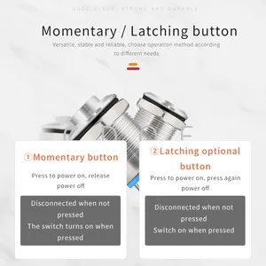 Ip65 12mm Metal Flat Head 6v One Normally Open Momentary Switch Push Button for Alarm System thumbnail-5