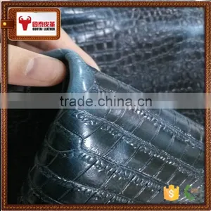 PU Coated Crocodile Embossed Cow Split Leather thumbnail-2