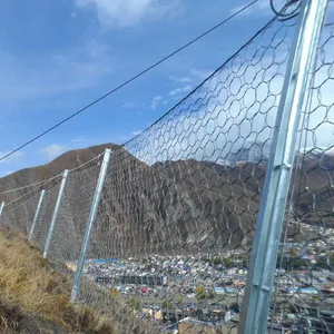 Rockfall Protection Catchment Fences Rope Mesh Paired China Manufacturer Bending for Falling Rock Barrier Galvanized Steel thumbnail-1