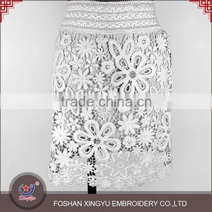 OEM/ODM Manufacturer Crochet White Mesh Embroidery French Lace Adult Women Skirts thumbnail-1