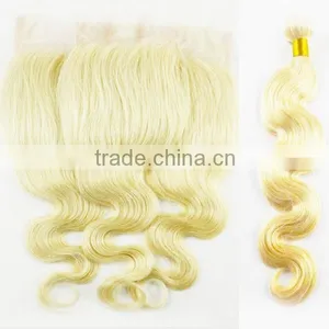 Lace Closure Blonde Hair Bundles With Lace Closure Virgin Hair Silk Base Free Part Closure thumbnail-1