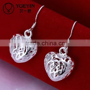 Love Heart 925 Silver Plated Drop Bridal Earrings thumbnail-1