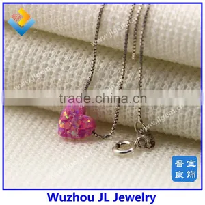 2015 Fashion Heart Opals Necklace Op22 10mm Heart Opal 925 Silver Necklace Jewelry thumbnail-4