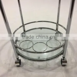 Modern Trolley/ Round Metal Glass Serving Cart thumbnail-3