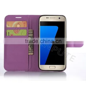 Wholesales Lichee Pattern Flip PU Leather Wallet Case Cover For for Samsung S7 thumbnail-5