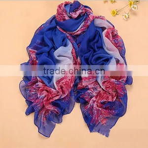 Cool Printing Big Size Plain Square Silk Chiffon Scarf thumbnail-4