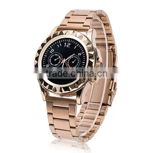 2015 Hi-Tech Metal Body Round Screen Bluetooth Smart Watches Men thumbnail-1