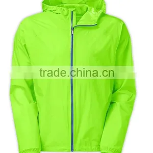 Hooded Wholesale Light Green Men Foldable Windbreaker thumbnail-1
