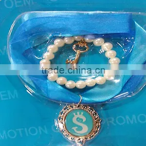 Two Pcs/set Beaded Bangle& Bracelet Girls Ribbon Necklace With Pendant Jewelry Set thumbnail-1