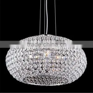 Clear Crystal Flat Round Ball Pendant Lamp thumbnail-1