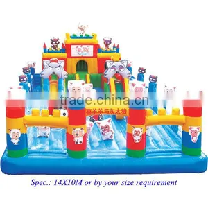 14X10M Commercial PVC Pleasant Goat and Big Big Wolf Giant Inflatable Playground thumbnail-1