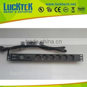 19" 6 WAY GERMANY TYPE MONITOR INTELLIGENT PDU WITH RJ45 NETWORK PORTS thumbnail-1