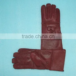 Hand Made Leather Mitten Fur Skin Double Face Fur /leather Gloves,KZ140034 thumbnail-6