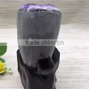 Natural Rock Dark Purple Amethyst Geodes Uruguay Crystal Ornaments On Sale thumbnail-6