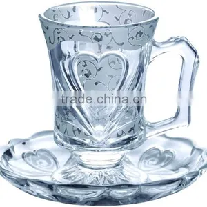Glass Coffee Cups and Saucers thumbnail-1