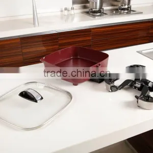 Multi Cooker With Adjustable Thermostat 12*12 Inches Square Non-stick Coating Electric Skillet Fry Pan thumbnail-1