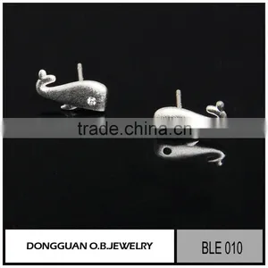 Fashion White Gold Silver Stud Earrings Setting Without Stone thumbnail-4