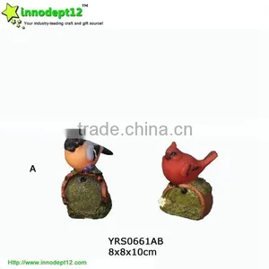 2 Set Garden Red Polyresin Bird Decoration, Solar Singing Bird thumbnail-1