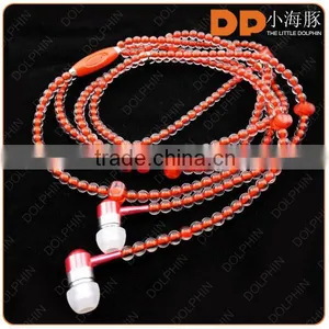 Fashion Design Selling Bead Eearphones Necklace Headphone With Mic for Woman Gift thumbnail-5
