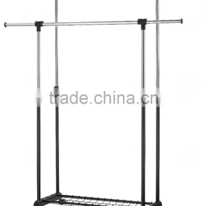Bottom Shelf and Expandable Double Bar Highest and Length Garment Rack thumbnail-1