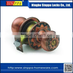 5794 Antique Copper Finish Carving Cylindrical High Security Door Lock thumbnail-1