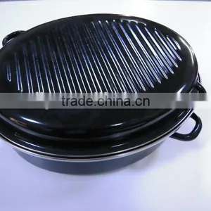 Enamel Roast Chicken Pot ,Enamel Roasting Pan , Enamel Oval Roaster , Self Basting Oval Roaster,Roast Chicken Machine, thumbnail-4