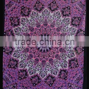Twin Bedspread Cotton Printed Single Dorm Bed Cover Tapestries Indian Elephant Tapestry thumbnail-3