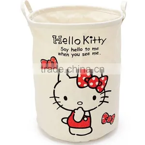 Foldable Laundry Basket Cotton Linen Toys Bin Basket Household Storage Organizer Cartoon Bottle thumbnail-1