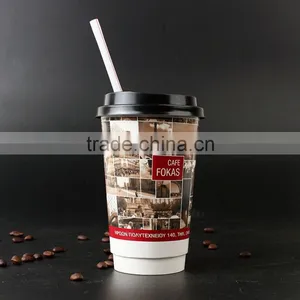 Dispoable 4 oz Double Wall Paper Coffee Cups. Blue Cups Customized Logo thumbnail-1