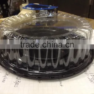 Disposable Plastic Clear Fluted Dome and Black Base Cake Pastry Food Domes Containers thumbnail-2