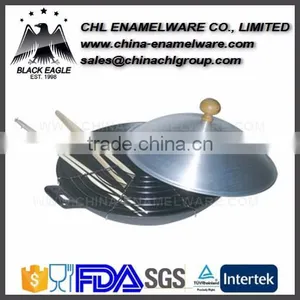 High Quality Smokeless Cast Iron Enamel Coating Wok thumbnail-6