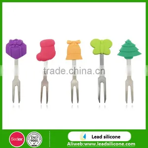 Silicone and Stainless Steel Material Fruit Fork Set for Tableware thumbnail-1