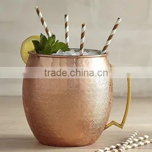 16 Ounce Copper Moscow Mule 100% Pure Copper Mug | Copper Mug Holder | Hammered Copper Mug thumbnail-1