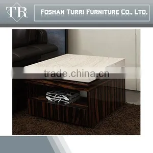 Green MDF Coffee Table With Natural Stone Travertine thumbnail-1