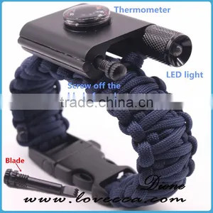 LED Light Paracord Bracelet for Outdoor Camping Survival Bracelet With Thermometer/firestarter Buckle/flashlight thumbnail-1
