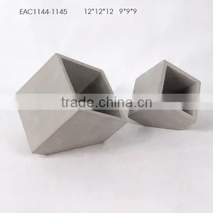 Cube Slant Flower Pot, Concrete Plant Pot, Flowerpot With Hole on the Bottom thumbnail-2