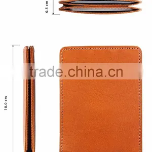 RFID Front Pocket Wallet Minimalist Wallet Slim Genuine Leather Card Holder thumbnail-5