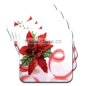 2017 Wood Red & Green Glittered Christmas Decoration Coaster Made in China thumbnail-1