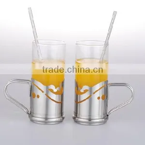 Glass Coffee Cup With Stainless Steel Hand thumbnail-1