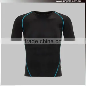 Dry Fit 3/4 Sleeve Lycra Elastic Spandex Rash Guard Polyester, 4 Needle 6 Thread Flatlock Compression Wear Short Sleeve Shirts thumbnail-3